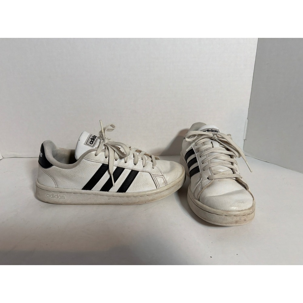 Adidas Grand Court White Black Three Stripe Sneakers Mens 7 F36392 Low Top